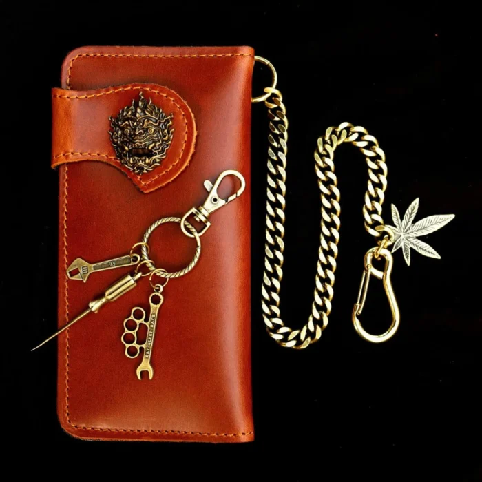 Leather Biker Wallet With Chain