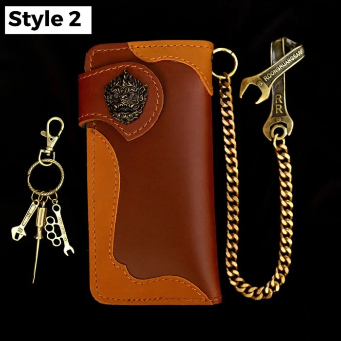 Leather Biker Wallet With Chain - Image 3