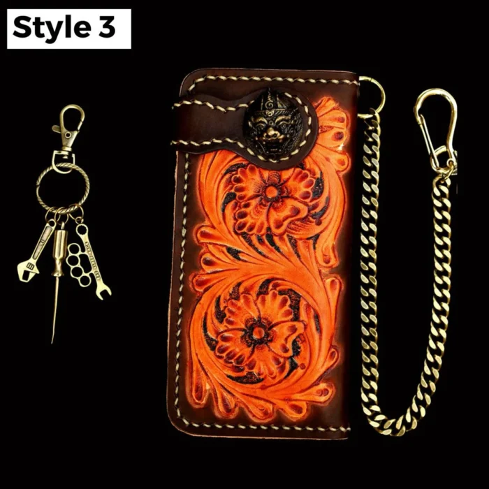 Leather Biker Wallet With Chain - Image 4