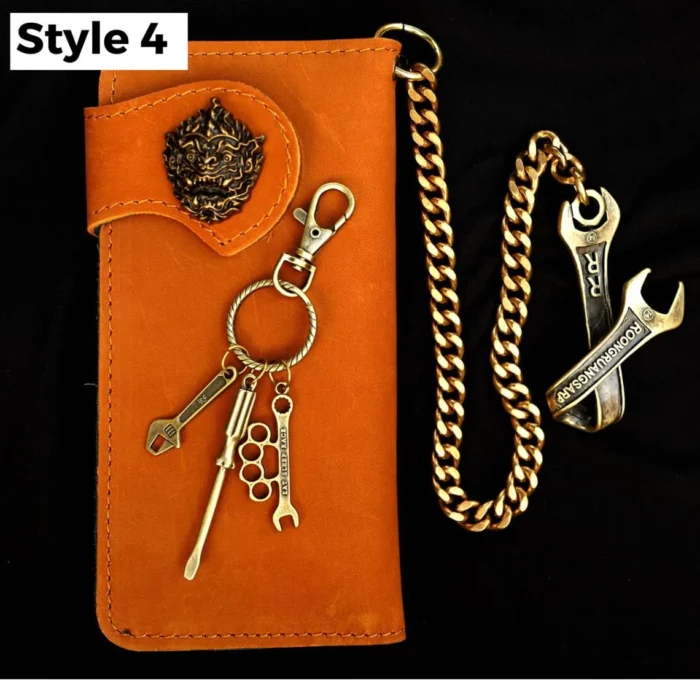 Leather Biker Wallet With Chain - Image 5