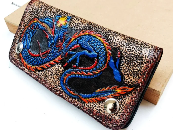 Mens Long Bifold Leather Wallet