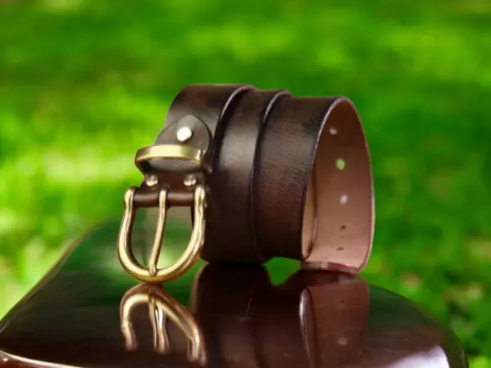 Black Leather Belt Snap Closure - Image 6