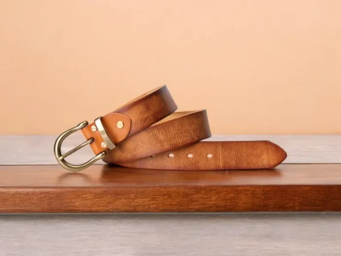 Black Leather Belt Snap Closure - Image 3