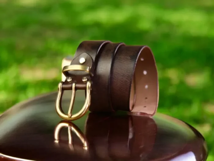 Black Leather Belt Snap Closure - Image 2