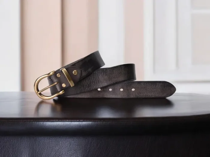 Black Leather Belt Snap Closure