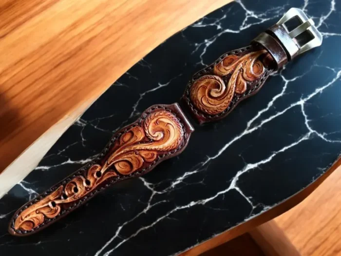 Brown Leather Apple Watch Band - Image 3