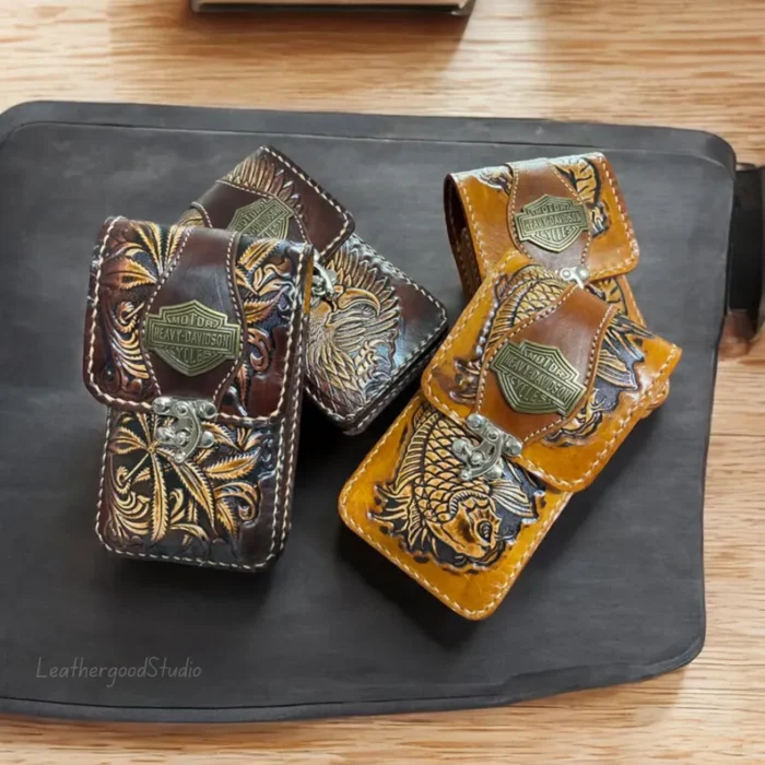 Leather Phone Case, Carved Leather Phone Holster, Phone Case, Custom Phone Case, Leather Case, Anniversary Gift For Men, Husband Gift