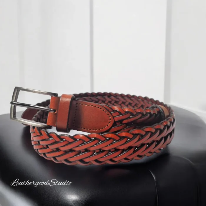 Braided High Quality Leather Belt, Handcrafted Vegetabled Tanned Leather Belt, Unisex Belt, Elegant stylish belt, Hand Braid Leather Belt - Image 8