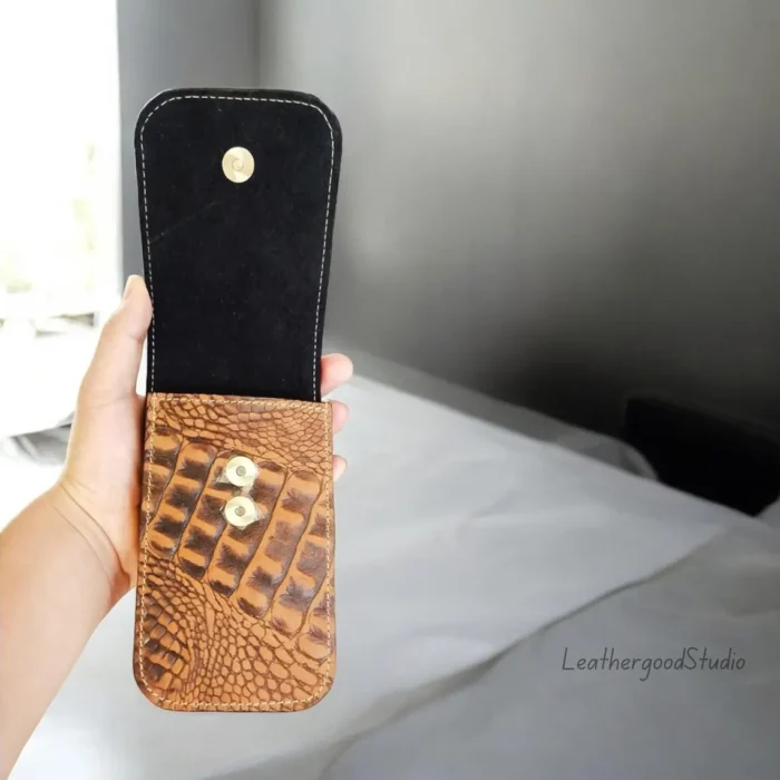 Leather Phone Case, Custom Phone Case, Handmade Phone Case, Phone Case, Phone Holster, Gift For Him, Anniversary Gift For Men, Husband Gift - Image 10