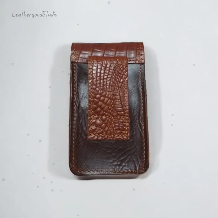 Leather Phone Case, iPhone, Galaxy, Belt Clip and Belt Loop, Buffalo Leather, Hand Tooled Phone Holster, Anniversary Gift For Him, Gift - Image 4