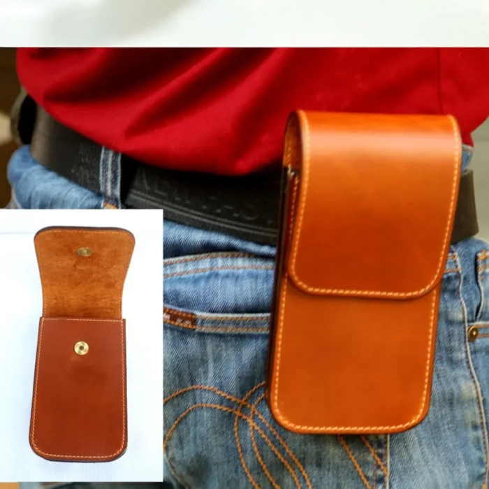 Leather Phone Case, Custom Phone Case, Handmade Phone Case, Phone Case, Phone Holster, Gift For Him, Anniversary Gift For Men, Husband Gift - Image 2
