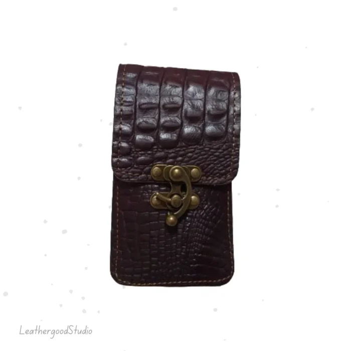 Leather Phone Case, iPhone, Galaxy, Belt Clip and Belt Loop, Buffalo Leather, Hand Tooled Phone Holster, Anniversary Gift For Him, Gift - Image 2