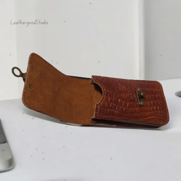 Leather Phone Case, iPhone, Galaxy, Belt Clip and Belt Loop, Buffalo Leather, Hand Tooled Phone Holster, Anniversary Gift For Him, Gift - Image 7