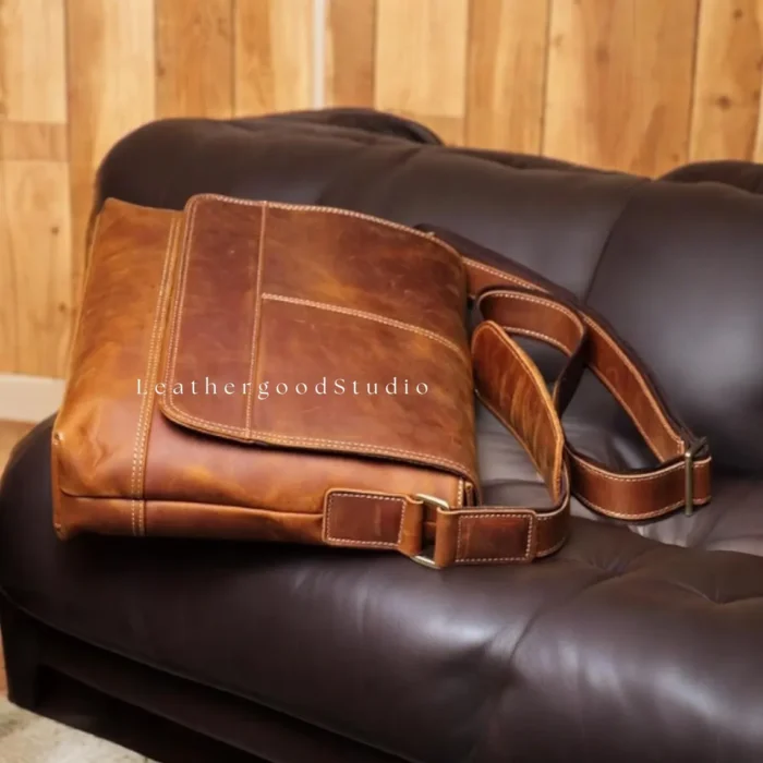 Genuine Leather Bag Men's, Leather Crossbody Bag, Leather Shoulder Bag, Stylish Man Bag, Handcrafted Mens Leather Purse, Messenger Bag Men - Image 7
