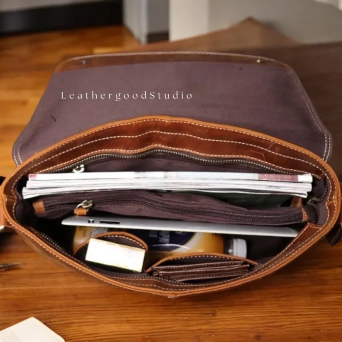 Genuine Leather Bag Men's, Leather Crossbody Bag, Leather Shoulder Bag, Stylish Man Bag, Handcrafted Mens Leather Purse, Messenger Bag Men - Image 6