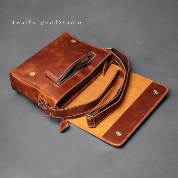 Genuine Leather Bag Men's, Leather Crossbody Bag, Leather Shoulder Bag, Stylish Man Bag, Handcrafted Mens Leather Purse, Messenger Bag Men - Image 3