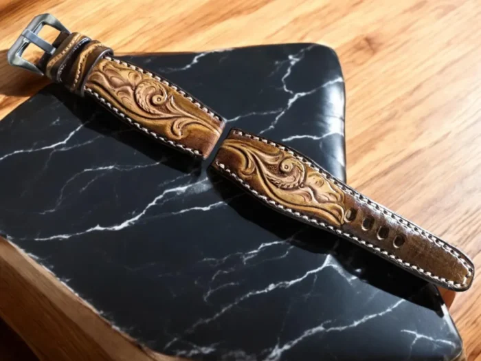 Brown Leather Apple Watch Band - Image 2