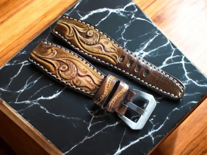 Brown Leather Apple Watch Band - Image 3